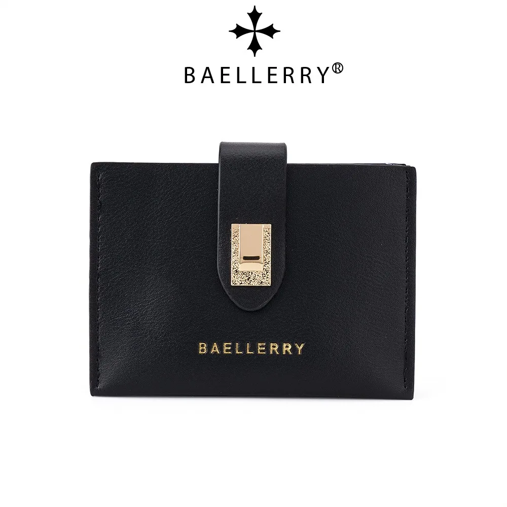 Baellerry Women's Snap Button Short Wallet PU Leather Fashion Clutch Coin Purse with Card Slots Slim Zip Pocket Gift for Her