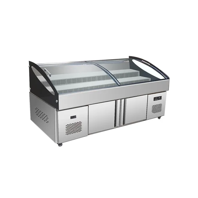 Vitrine réfrigérée à trois niveaux pour table de glace, armoire de commande, armoire de conservation de la fraîcheur réfrigérée pour restaurant commercial 1