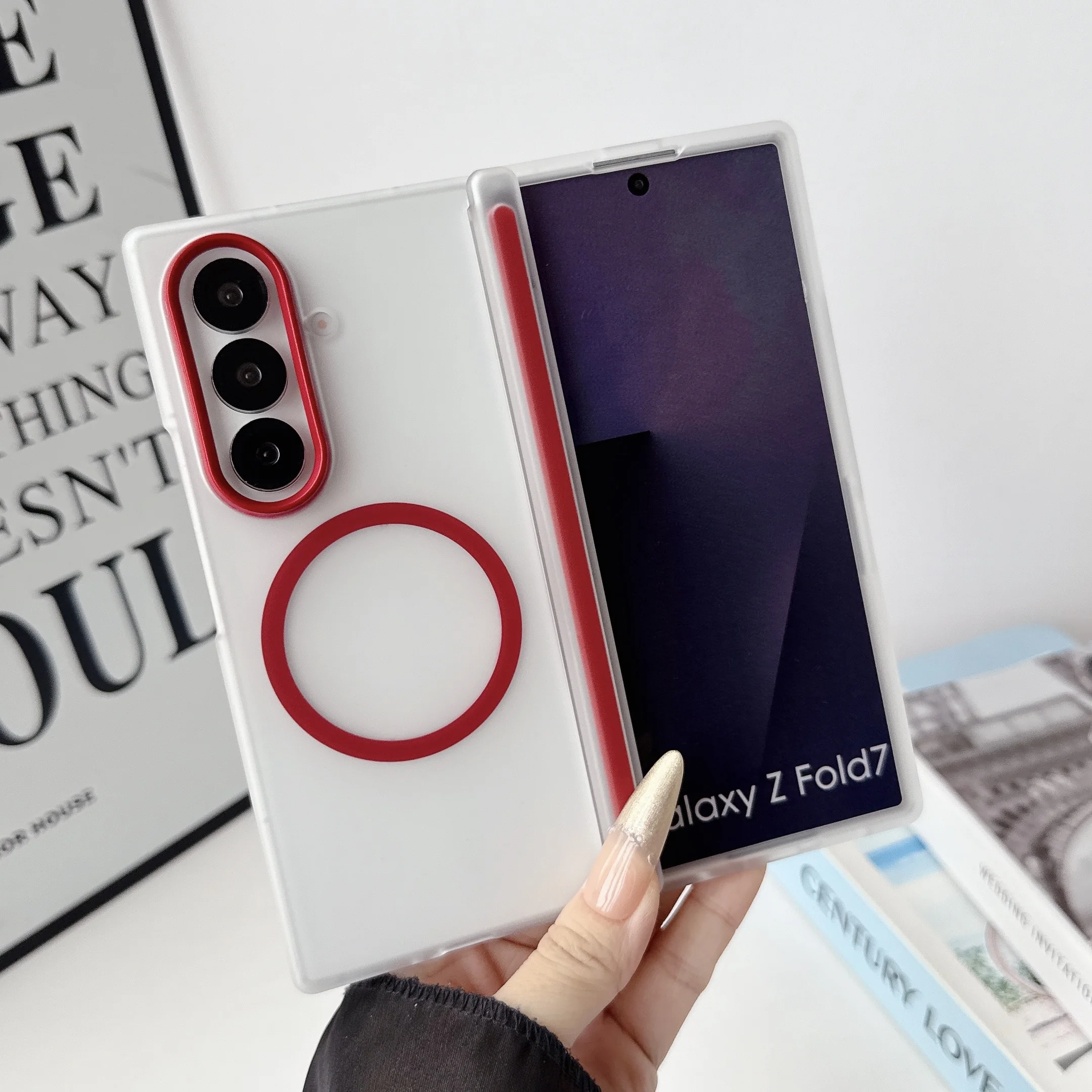 Matte Finish Phone Case with Hinge Protection and Magnetic Cover Compatibility