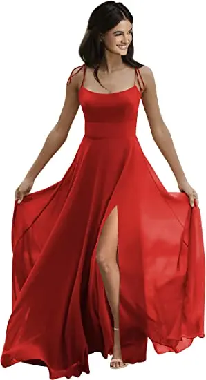 

Women's Spaghetti Strap Bridesmaid Dresses with Slit Evening Formal Dress