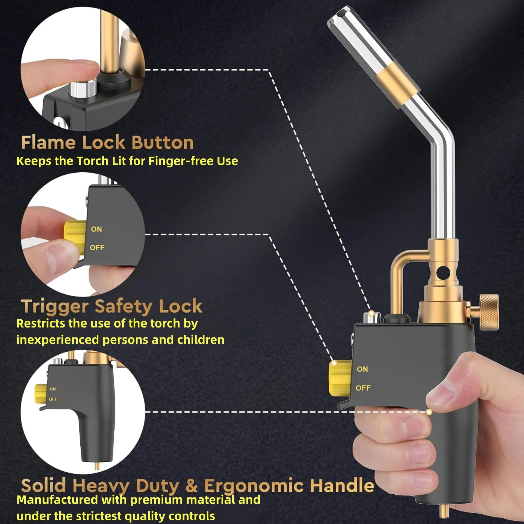 Gas Torch Propane Torch Head Trigger Start Mapp Gas Torch Map Gas Blower Kit Fuel by MAPP, MAP/PRO Professional Portable Torch（CSA )