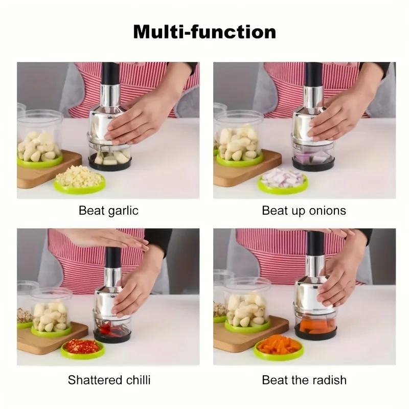 Description Picture 3 of item1pc,hot Selling  Manual Garlic Press and Food Chopper, Vegetable and Onion Slicer, Mini Grinder, Kitchen Tool