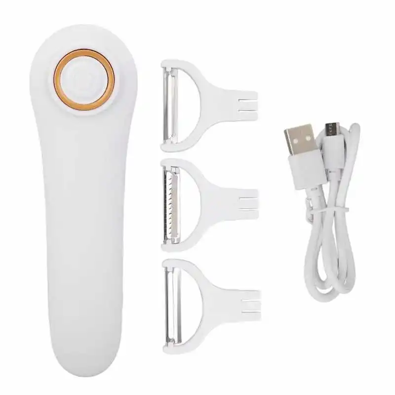 Electric Peeler Handheld USB Rechargeable Fruit Vegetables Peeler with 3 Cutter Heads Home Kitchen Tool 2