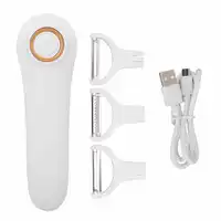 Electric Peeler Handheld USB Rechargeable Fruit Vegetables Peeler with 3 Cutter Heads Home Kitchen Tool 2