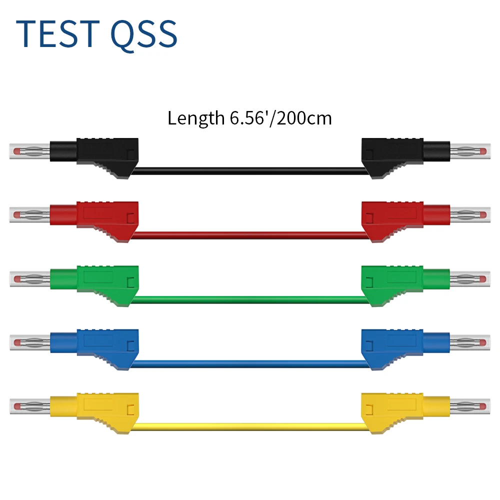 QSS 200CM 5Pcs 듀얼 4MM 바나나 플러그 보안 개폐식 멀티 미터 테스트 리드 케이블 와이어 전기 도구 액세서리 Q.70022