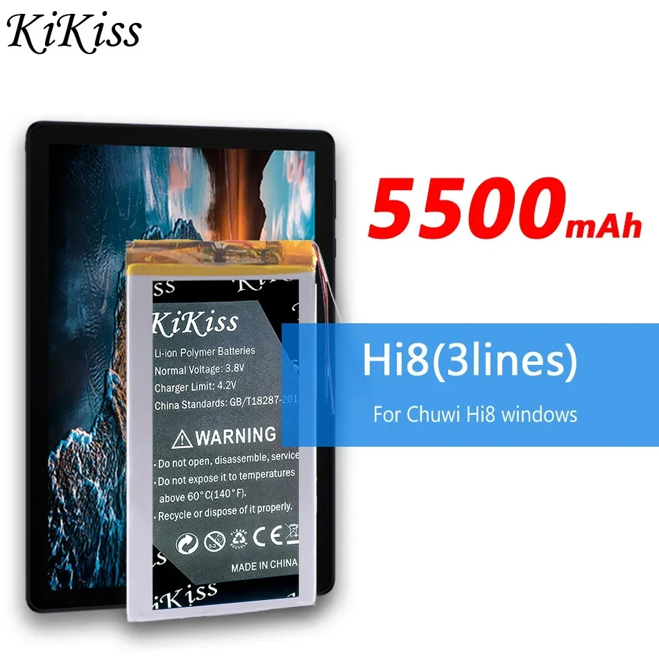 Batteria Kikiss Hi8 (3 Linee) 5500Mah Per Tablet Chuwi Hi 8 Windows 3263156 3565158 Batteria + Strumenti Gratuiti