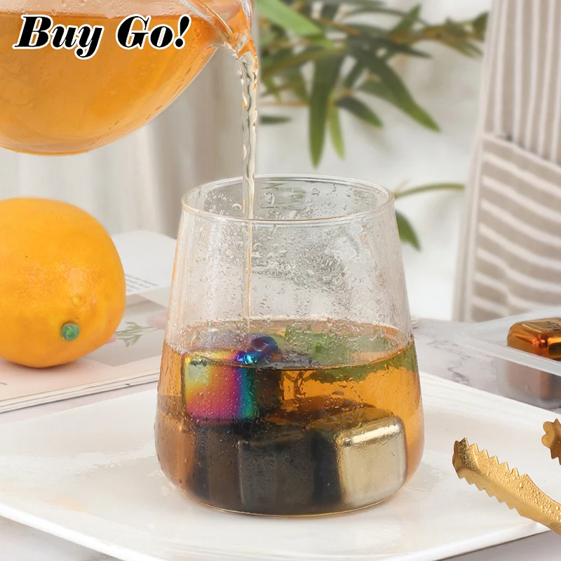 4/6/8 Pcs Stainless Steel Ice Cubes Set Reusable Chilling Stones for Whiskey Wine Wine Cooling Cube Chilling Rock Party Bar Tool