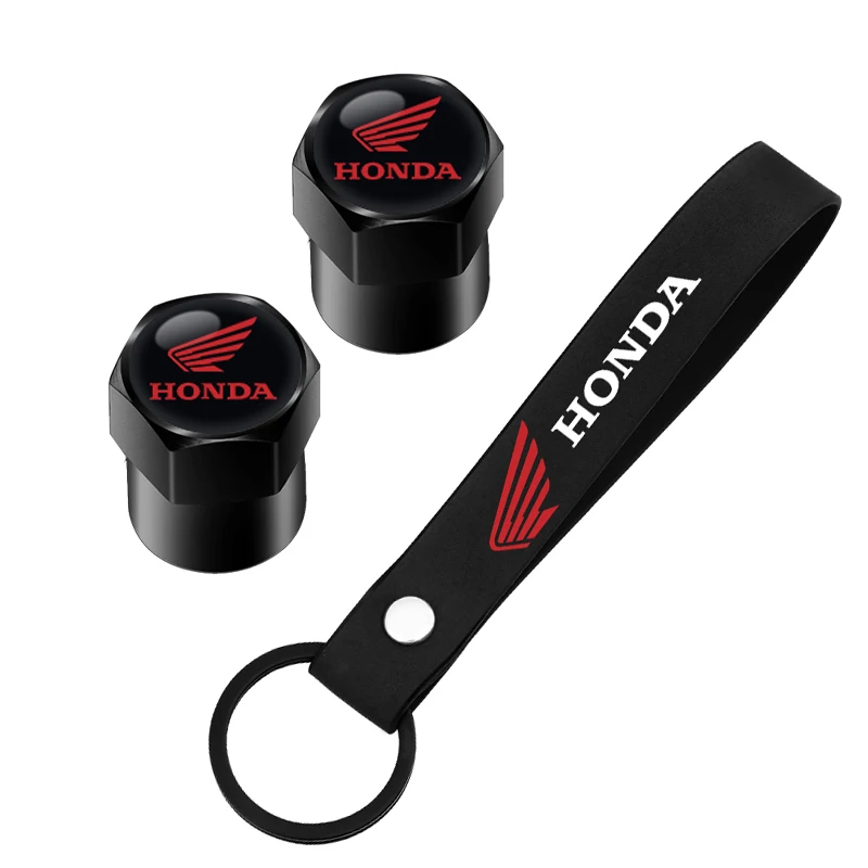 Motorcycle Keychain Suede Keyring with Tire Valve Caps Tyre Rim Stem Covers For Honda CB400 CB650F CBF CBR250RR CRF SH300 NC750