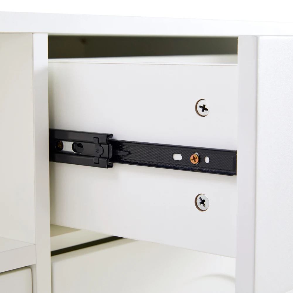 PINGGO Weiße Kommode Sideboard Schuhschrank mit Metallgriffen 1 Schublade 3 Türen auf Metallfüßen für Schlafzimmer-Aufbewahrung – Detail 19