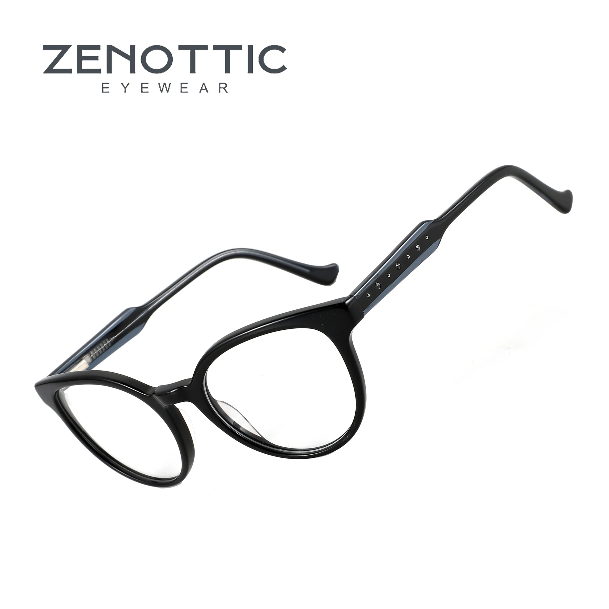 

ZENOTTIC 2024 Retro Women Glasses Oval Acetate Optical Frame Spring leg Non-Prescription Fashion Round Glasses MG6565