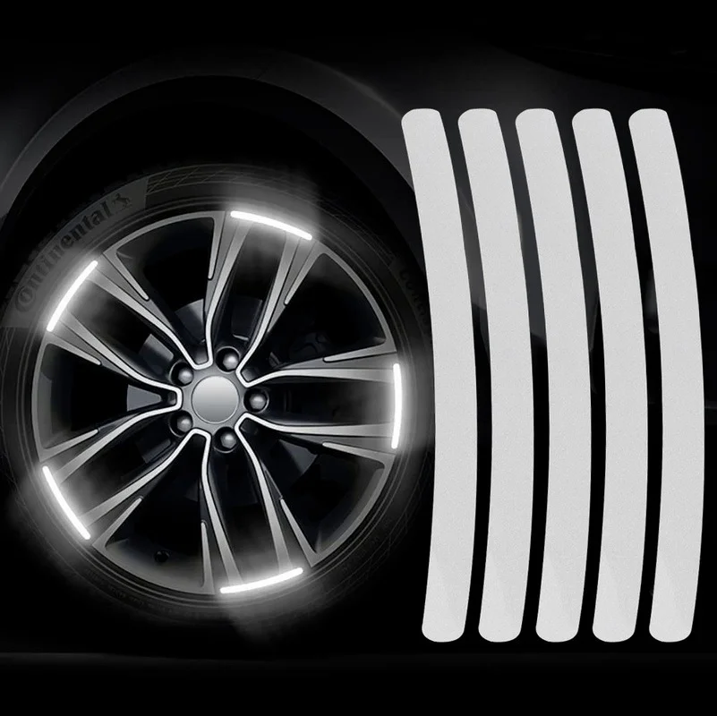 Car Wheel Reflective Stickers Tire Hub Safety Warning Strips Car Motorcycle Bike Tyre Hub Styling Night Reflector Decal 20/40pcs Reflective Stickers