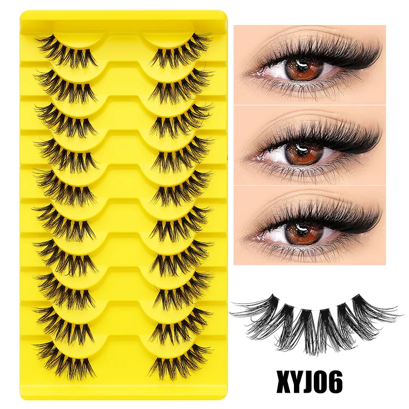 DINGSEN 10 Paar halbe Wimpern, weiche, zarte, natürliche, transparente halbe Wimpern, natürlicher Look, flauschige Beauty Cilios 3D Winged Strip Lashes – Detail 11