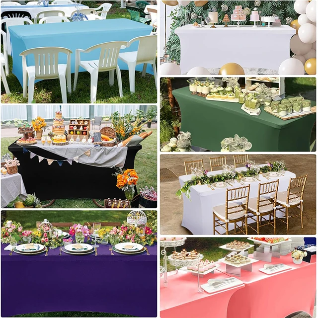 Couverture de Table en Spandex extensible de 4 6 8 pieds, pour Tables rectangulaires, nappes lavables et résistantes aux rides, protection de Table Durable JT442 6