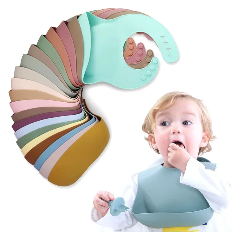 

Children's Silicone Bib Waterproof Bib Silicone Saliva Pocket Feeding Food Pocket Baby Soft Wash-free Baby Food