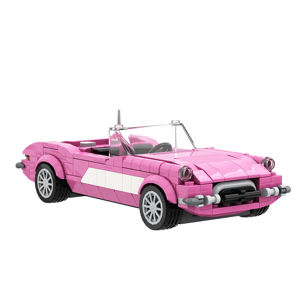 

Gobricks MOC Chevrolet Corvett C1 Pink Convertible Coupe Model Bricks Vintage Car DIY Assembly Toys Building Block Set For Gifts