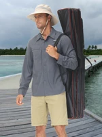 Summer Men's UPF 50+ Casual Long Sleeve Fishing Shirts, Lightweight Tactical Button Down Shirt with Breathable Back Mesh 4