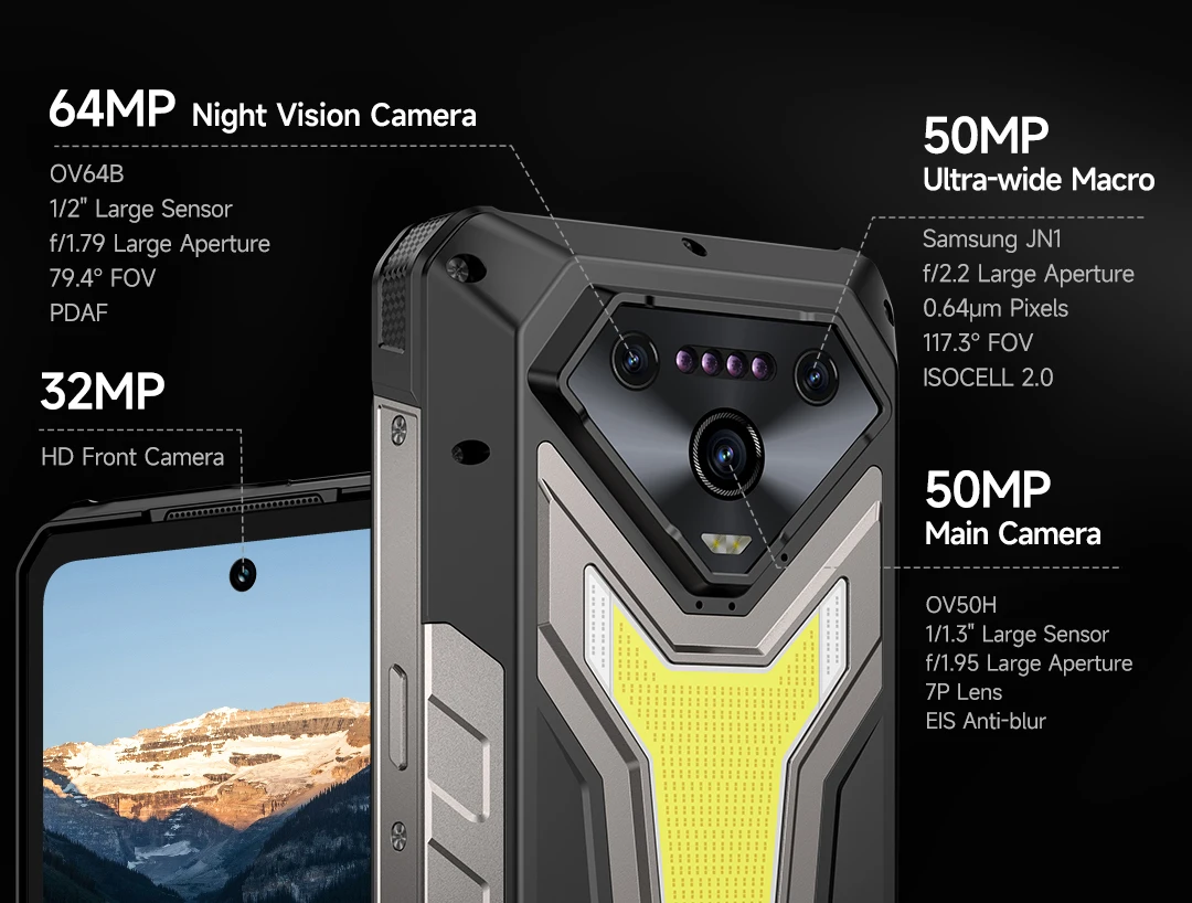 Ulefone Armor 34+ 25500mAh Rugged Phone 5G AI Smartphone Android 15 Up to 32GB+512GB 64MP Night Camera 6.95" 120Hz Display NFC
