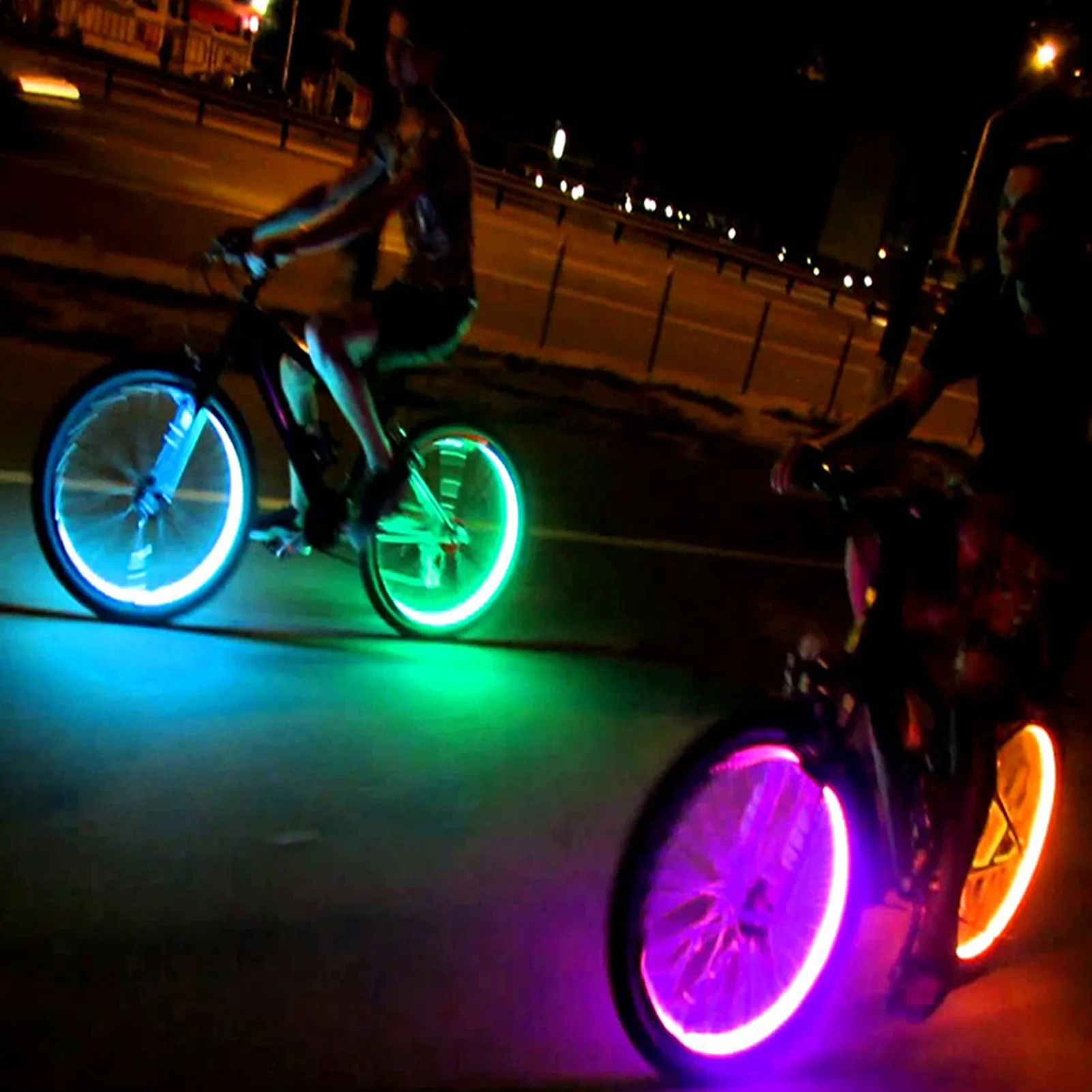 Motorcycle Bike Car LED Lights 2PCS Decorative Lantern Tire Valve Cap Flash Spoke Strobe Neon Lamp