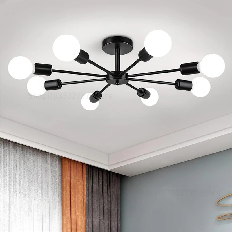 Modern chandelier restaurant living room suspended ceiling light iron E27 home decoration led chandelier ceiling chandelier art lighting fixtures