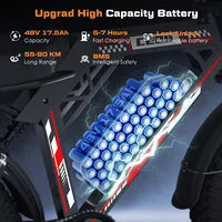 Vélo électrique HiQiS C200, batterie 48V 17.5AH, autonomie maximale 50KM, moteur 1000W, vitesse 25km/h, pneus larges de 20 pouces, tout-terrain, hors route, vélo électrique 3