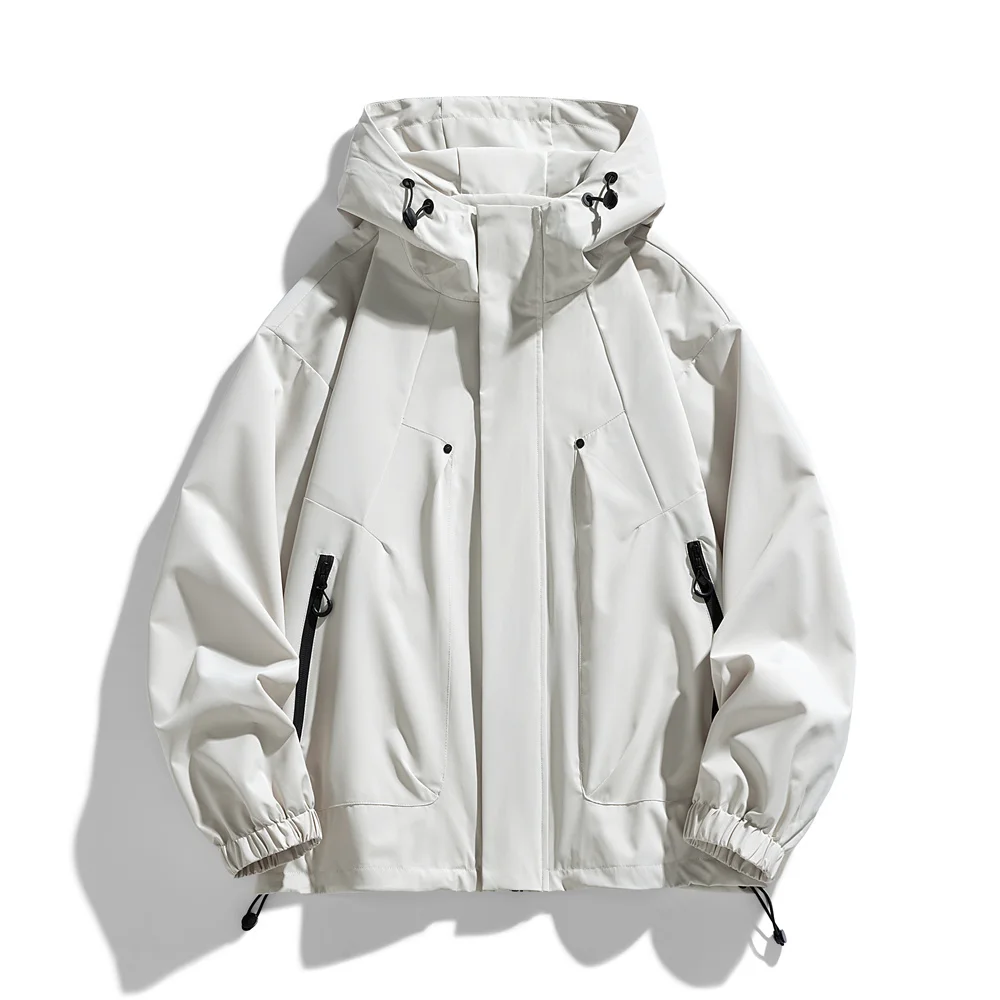 Windproof Waterproof Jacket - Plus Size Workwear Coat With Breathable Zipper Closure