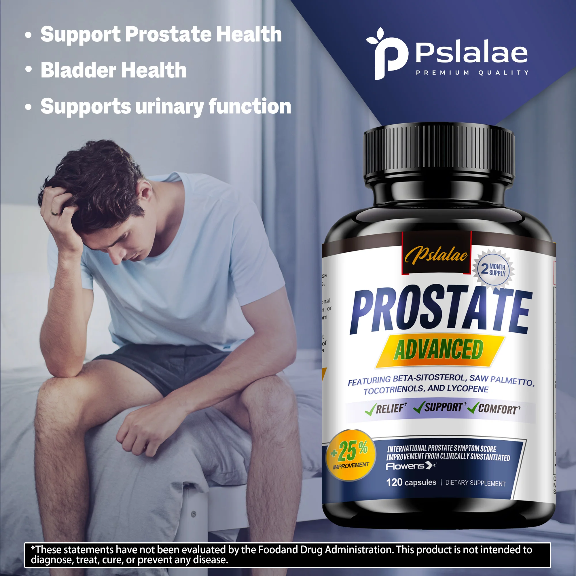 Men's Prostate Health Capsules Saw Palmetto Improve Performance Relieve Bladder & Urination Problems Reduce Toilet Trips prostate urinary tract capsules
