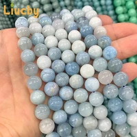 100% Natural stone Pure Natural Sea Blue Treasure jade Beads For Jewelry Making DIY Advanced sense Bracelets 15"Inch 6/8/10/12mm 2