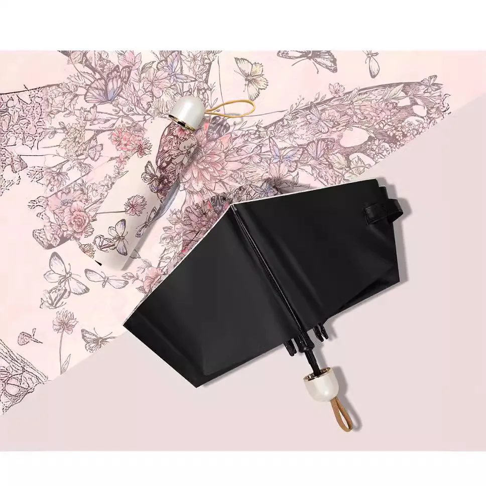 UV resistant and Rain resistant Dual-purpose Sunshade Umbrella Compact and Portable Chinese Oil Painting Sun Umbrella