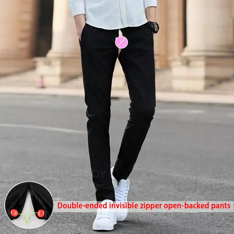 

Thin Straight Pants Invisible Open Crotch Convenient Slacks Men's Casual Trousers Large Slim-Fitting Track Trendy Loose Bottoms