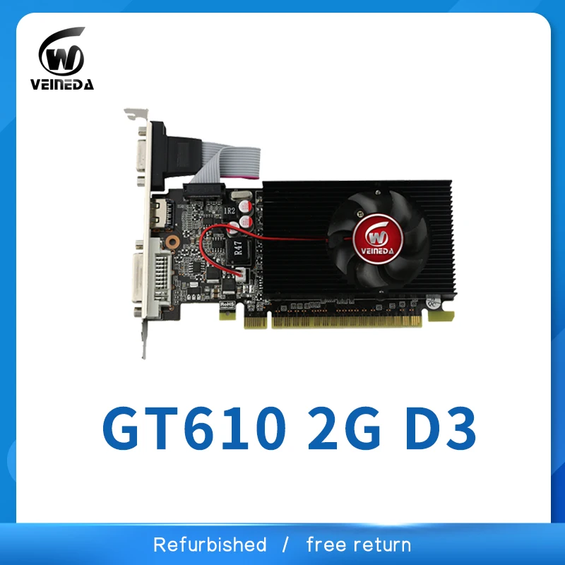 

Видеокарта Veineda Дисплей vga карты GT610 2 ГБ DDR3 700/1000 МГц для nVIDIA Geforce игр