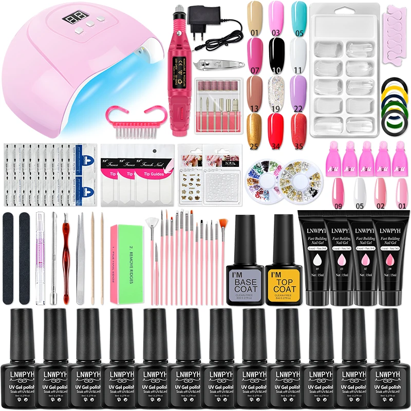 Poly Nail Gel Kit with UV LED Lamp and Gel Nail Polish Set