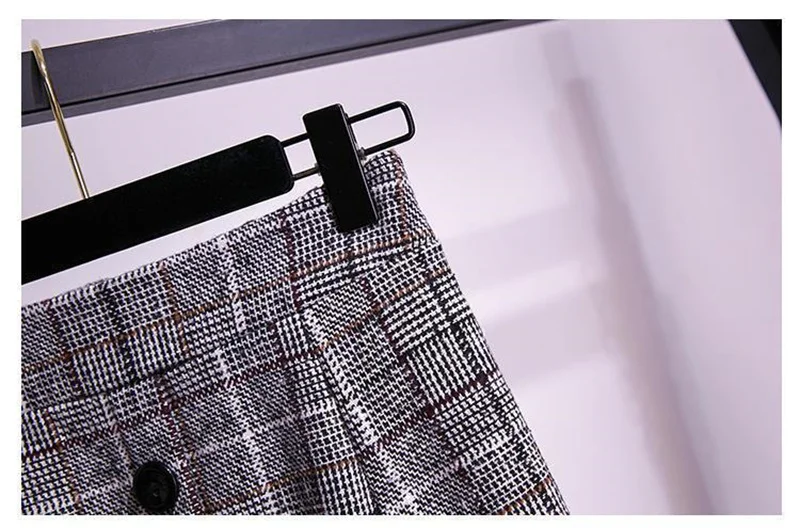 Large Size Women's Autumn Winter Elastic Waist A-line Skirt Woman Skirts Faldas Jupe Korean Retro Plaid Mid-Long Skirts Size 4XL