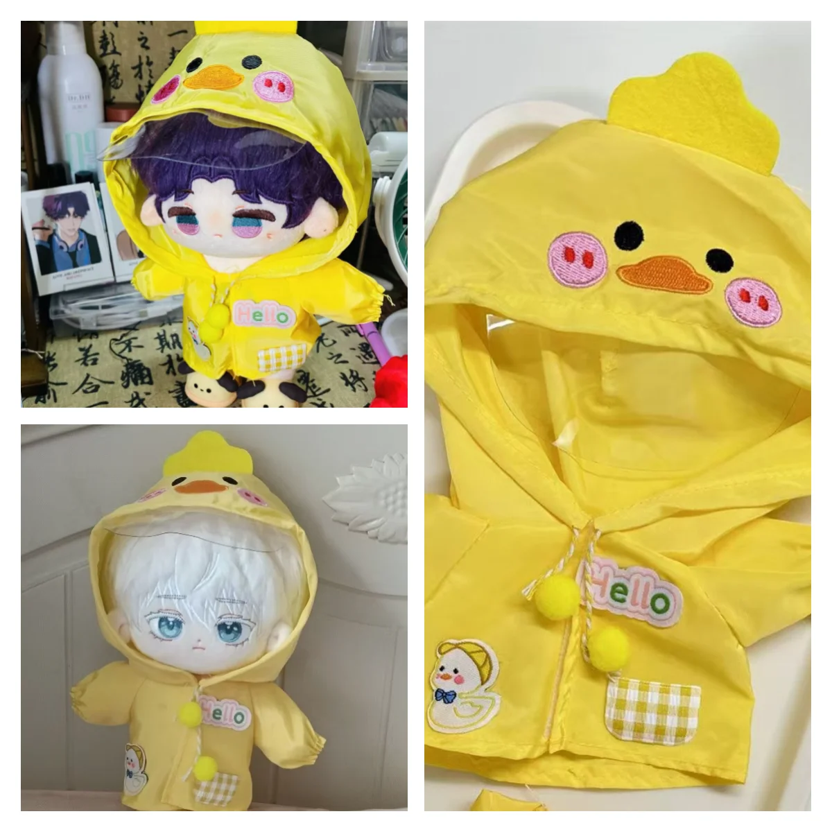 10cm Cartoon Yellow Outdoor Raincoat Doll Clothes Set Cute Animal Plush Doll Change Clothes Accessories Love and Deepspace doll clothes,plush toy accessories,mini doll ornaments