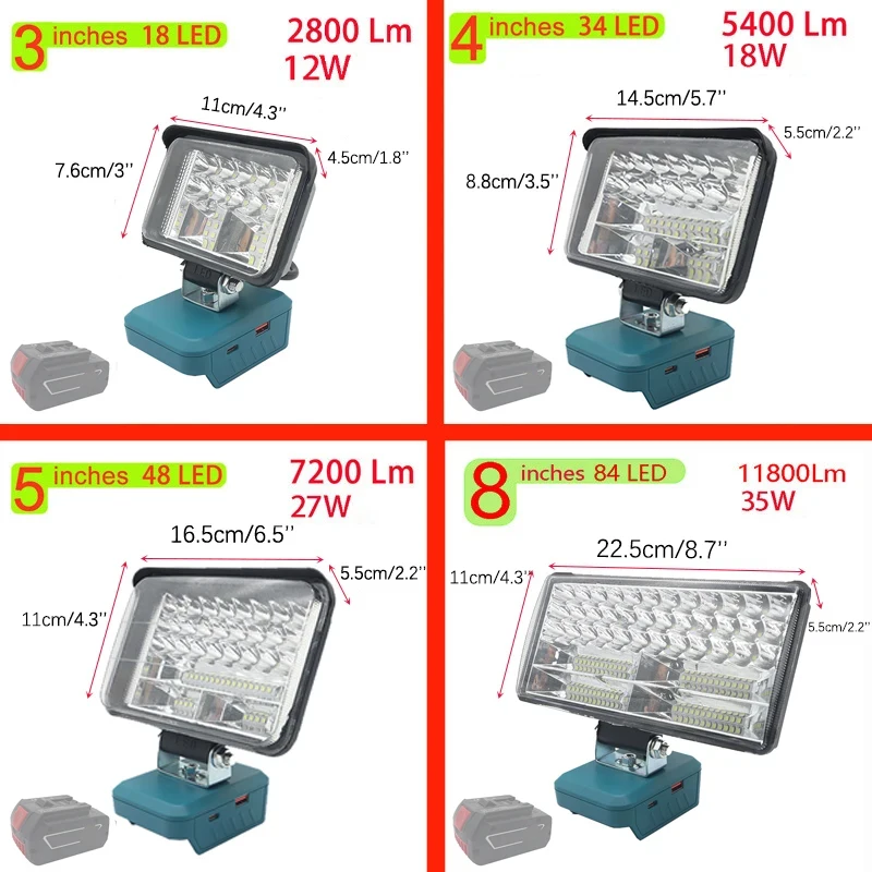 Car LED Work Lamp Lights Flashlights Electric Torch Spotlight For Bosch 14.4V 18V Li-ion Battery BAT614 BAT618 Power Supply led flashlight,led work light,work light