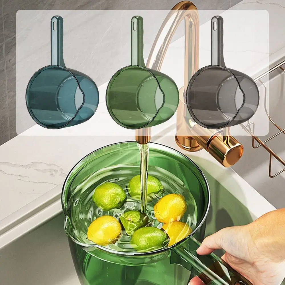 Long Handle Transprent Water Scoop Plastic Water Dipper Fruit Vegetable Washing Scoop Baby Bath Dipper Spoons Can Hang Bathroom