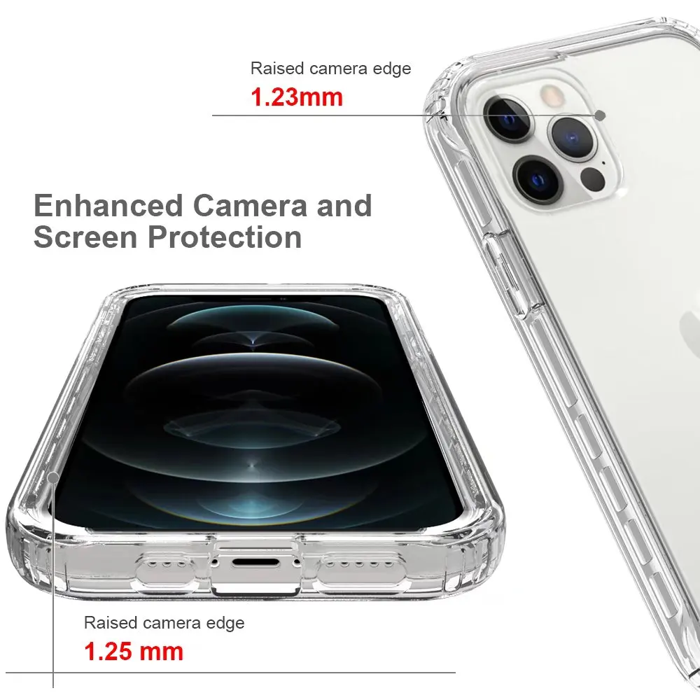 Shockproof Clear Case For iphone 14 13 12 11 Pro Max 12 13 Mini 7 8 SE 2020 Hard PC + Soft Silicone Transparent Back Phone Cover iphone 12 cover case