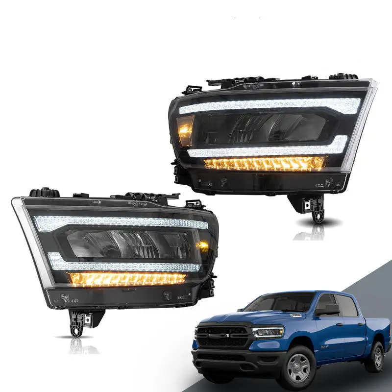 

Налобный светодиодный фонарь для Dodge RAM 1500 2019-UP, поворотный сигнал, стреймер, Динамическая сборка, дневные ходовые огни, передняя лампа
