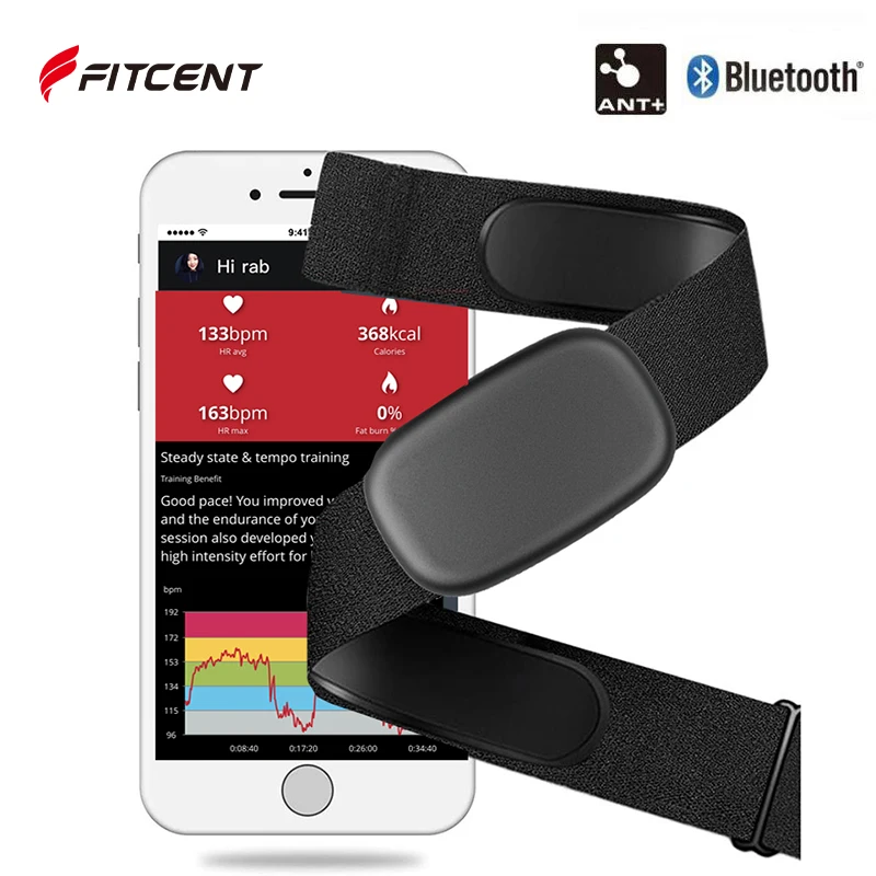 FITCENT Heart Rate Monitor Chest Strap Bluetooth ANT+ HR