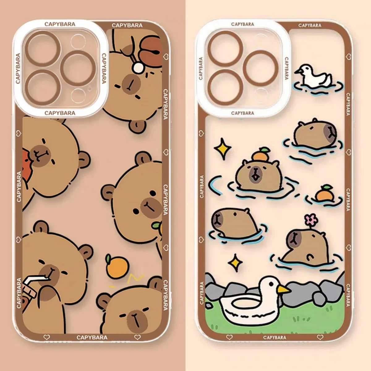 Playful Capybara Cartoon Design Phone Case