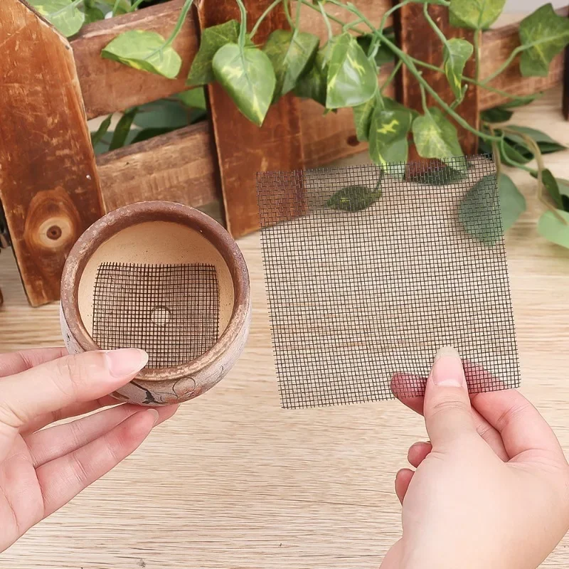 Flower Pot Hole Mesh Pad Round Drainage Holes Screens Mat 100/10Pcs Prevent Soil Loss for Garden Plant Bonsai Bottom Grid Gasket
