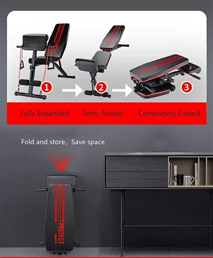 Multifunctional Adjustable Gym Workout Sit Up Weight Fitness Exercise Work Bench Set