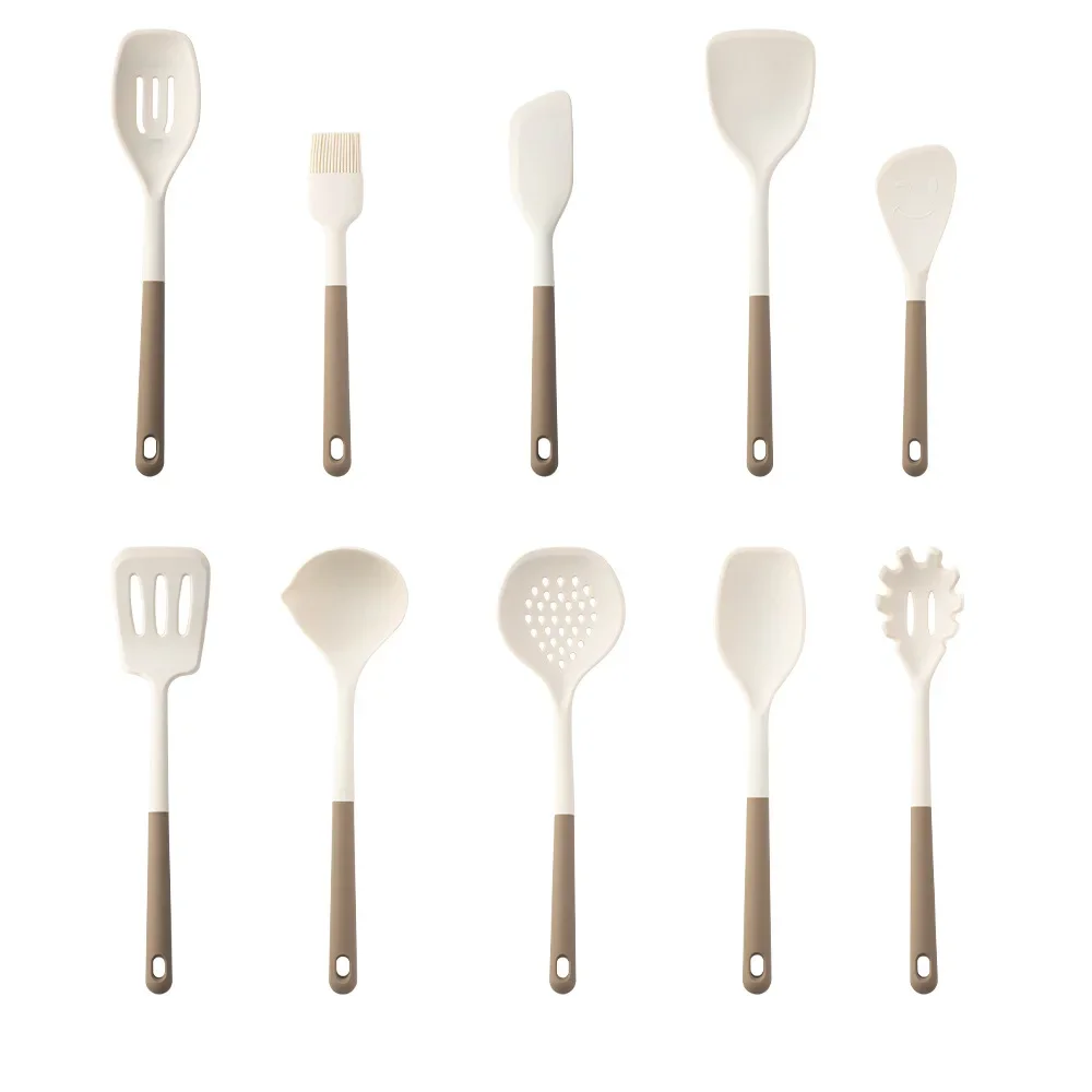 Non-Toxic Silicone Kitchen Utensil Set - Shovel, Spoon, Scraper, Brush, Spade, Whisk, Turner