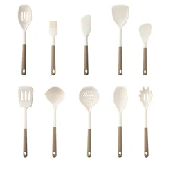 Non - Toxic Silicone Kitchen Utensil Set - Shovel, Spoon, Scraper, Brush, Spade, Whisk, Turner (10Pcs)