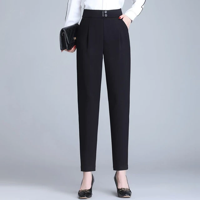 Fashion Elegant Pants Women Spring Summer Thin Crop 2023 New Solid