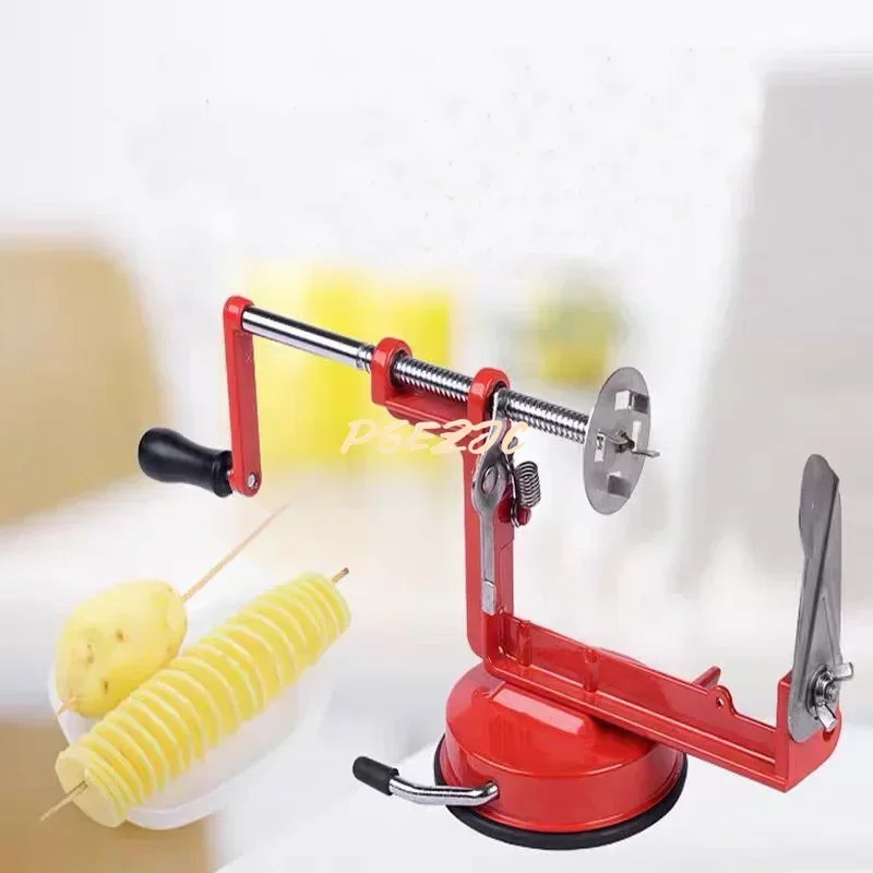 Household Manual Potato Tower Machine Stainless Steel Hand Shake Potato Multi Functional Rotating Chip Machine