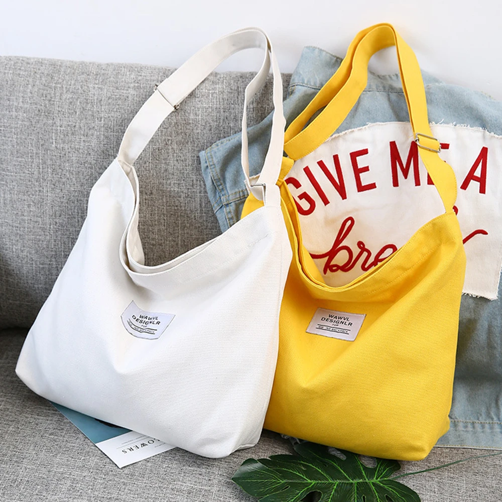 Large-capacity Canvas Shopping Bag Retro Casual Women's Tote Shoulder Bag Letter Printed Zipper Crossbody Bags for Women 2022