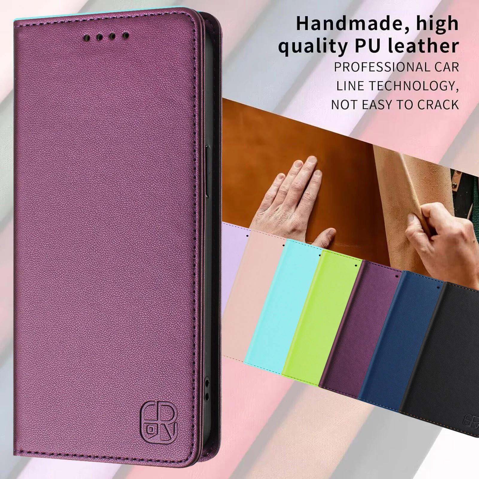 Magnetic RFID Blocking Leather Phone Case with Card Slots and Anti-Scratch Wallet Cover