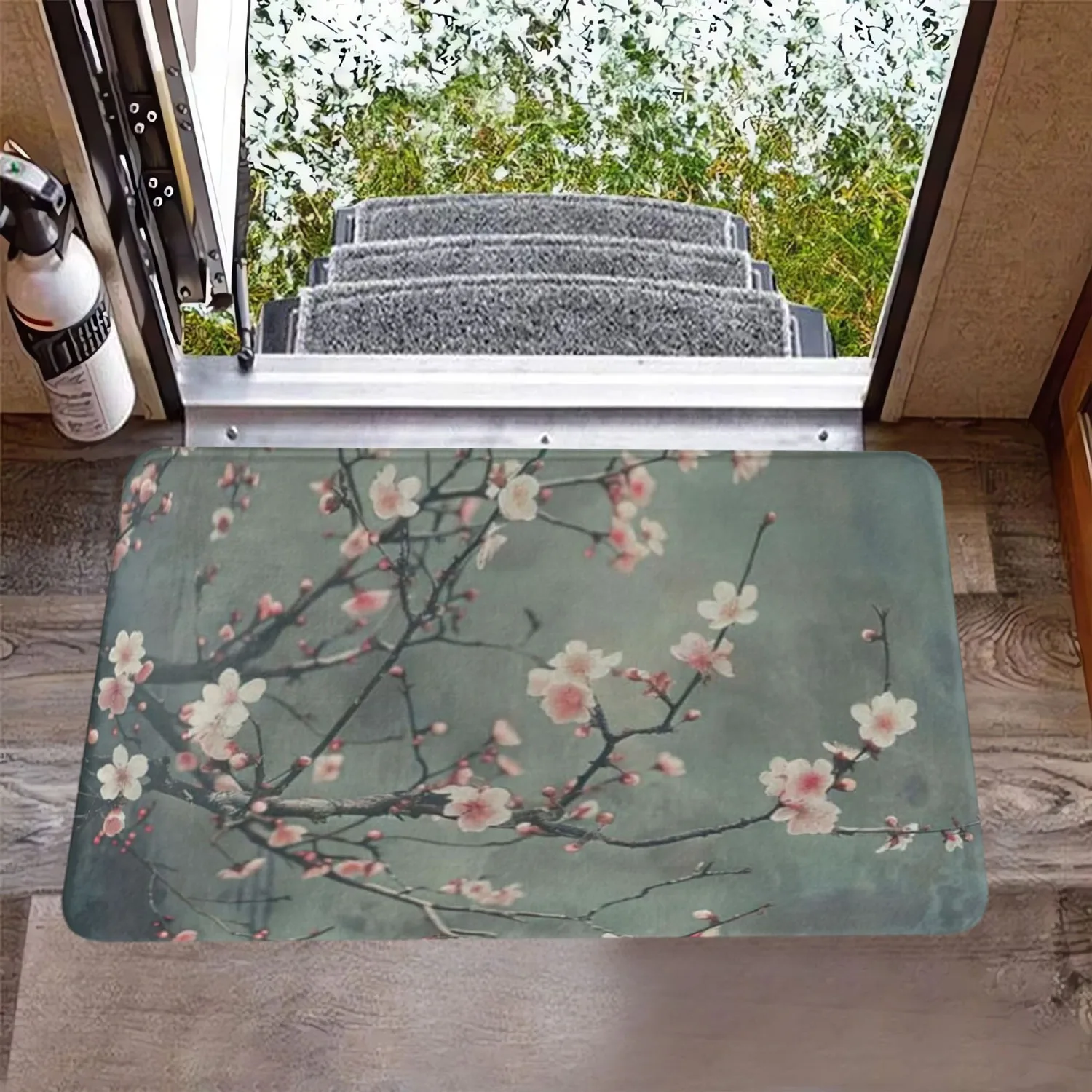RV 3pcs Cherry Flowers Bathroom Rug Set, Contour Toilet Rug, Bathmat and Toilet Lid Cover, Soft, Home Goods 4