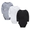 Honeyzone Solid Color Baby Boy Girl Bodysuit Jumpsuit Long Sleeves Newborn Loungewear Comfortable Soft Fabric Baby Clothing Item
