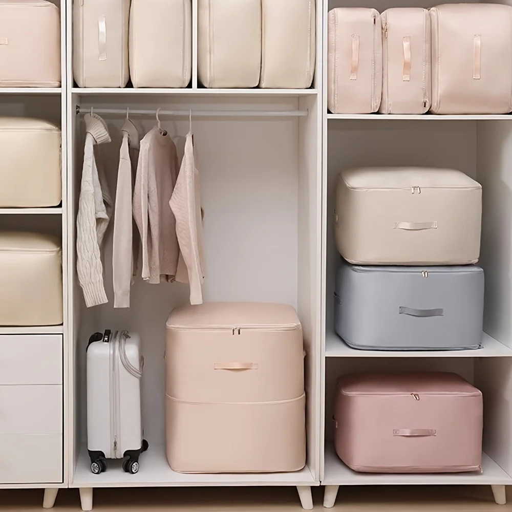 Polyester Vacuum Compression Storage Bags for Clothes Reusable Travel Organizer with Double Zipper Large Capacity Garment Bag